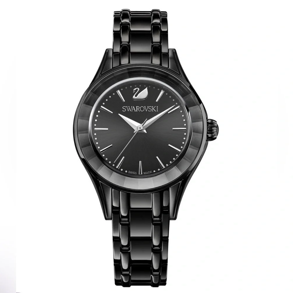 Swarovski Alegria 33mm Black Crystal Bezel Sunray Dial Watch